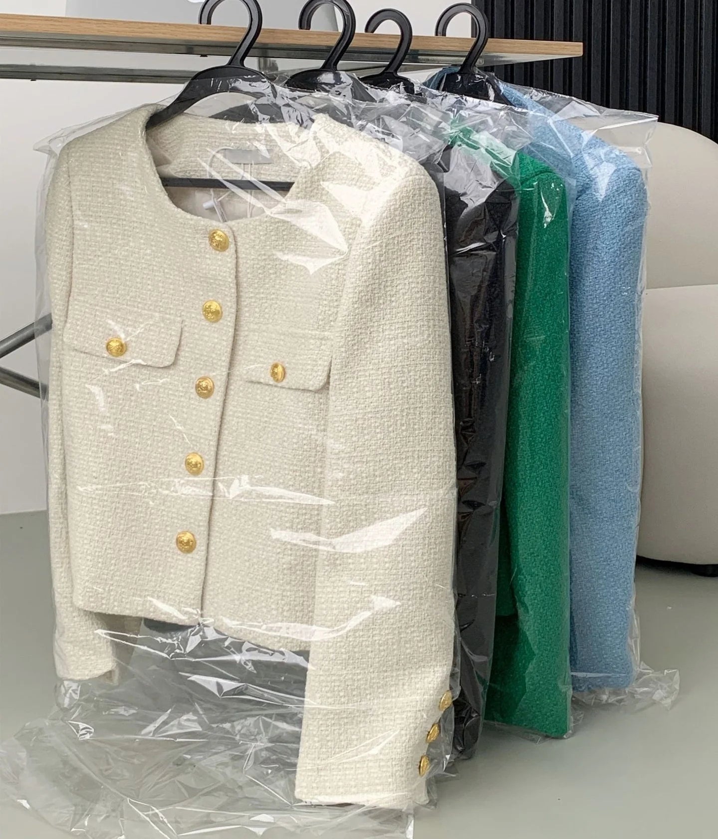 Women'S Spring and Fall New Fashion Loose Short Blouse Tweed Jacket Coat