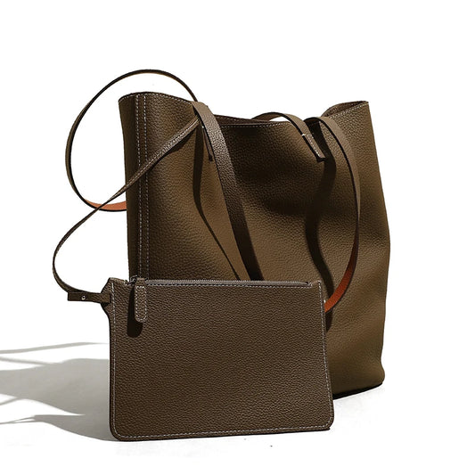 Trendy Large Capacity Luxury Women Shoulder Tote Handbags Fashionable Lady Daily Use Bags Genujne Leather Bag
