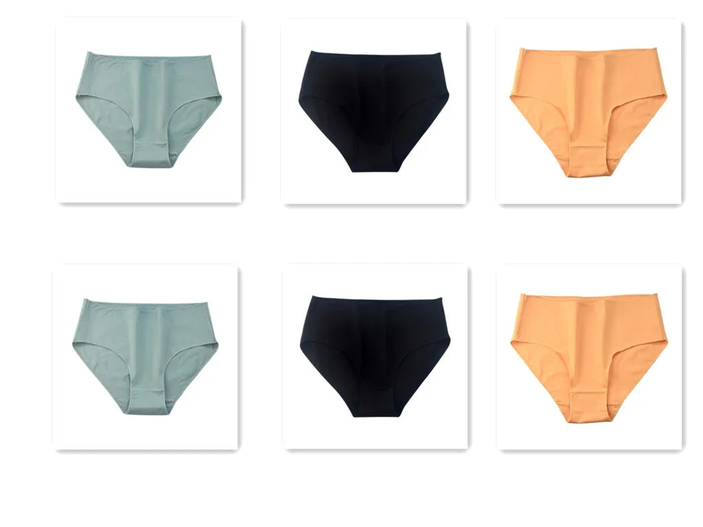 6Pcs/Set Cotton Panties Women High Waist Briefs Breathable Seamless Underwear Solid Color Soft Panty M-2XL Underpants Intimates