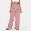 2025 Girls Pants High Waist Long Wide Leg Pants Women Casual Loose Straight Plain Color Cotton Pants for Women