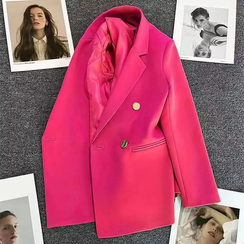 2025 Spring and Autumn New Women's Suit Coat Tops Fashion Elegant Solid Color Button Cardigan Women's Jacket