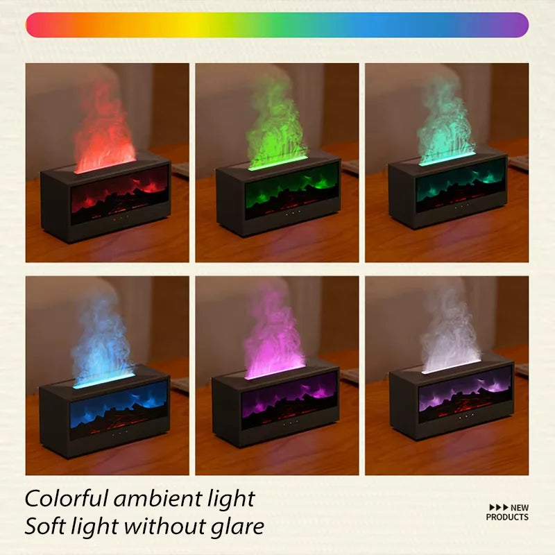 Aromatherapy Essential Oil Fireplace Diffuser Colored Flame Diffuser Bonfire Fireplace Humidifier Home Office