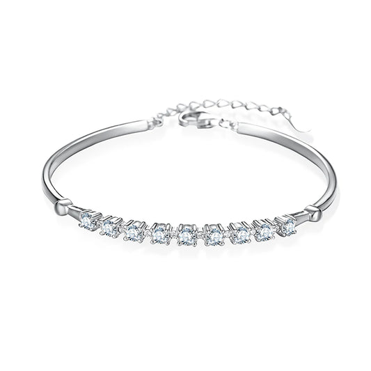 3mm Diamond Real Moissanite Bracelet Bangle 925 Sterling Silver Platinum Plated High Quality Women Wedding Luxury Fine Jewelry