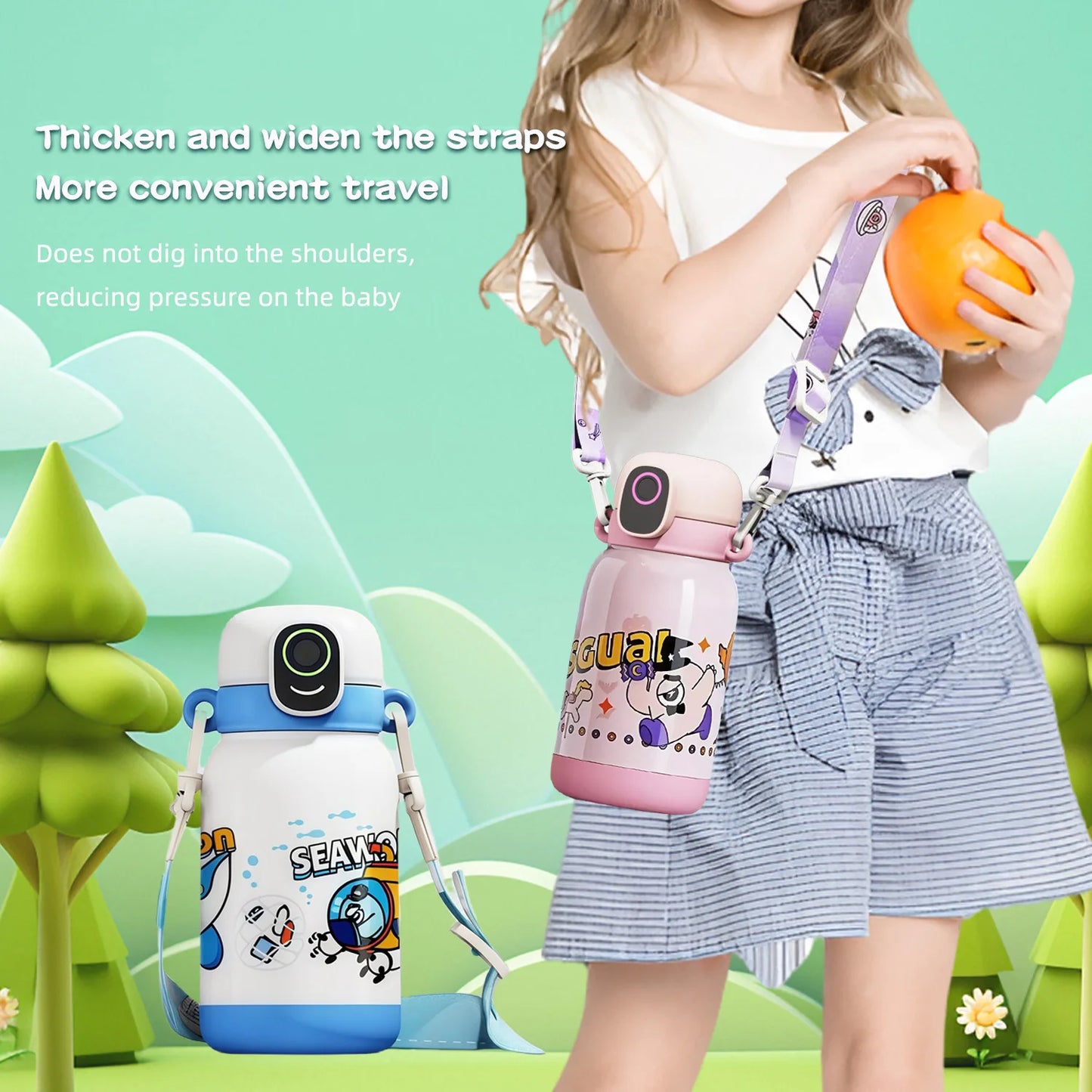 Smart Water Bottle Waterproof Double Wall 316 Stainless Steel Fingerprint Kids Tumbler New Patented