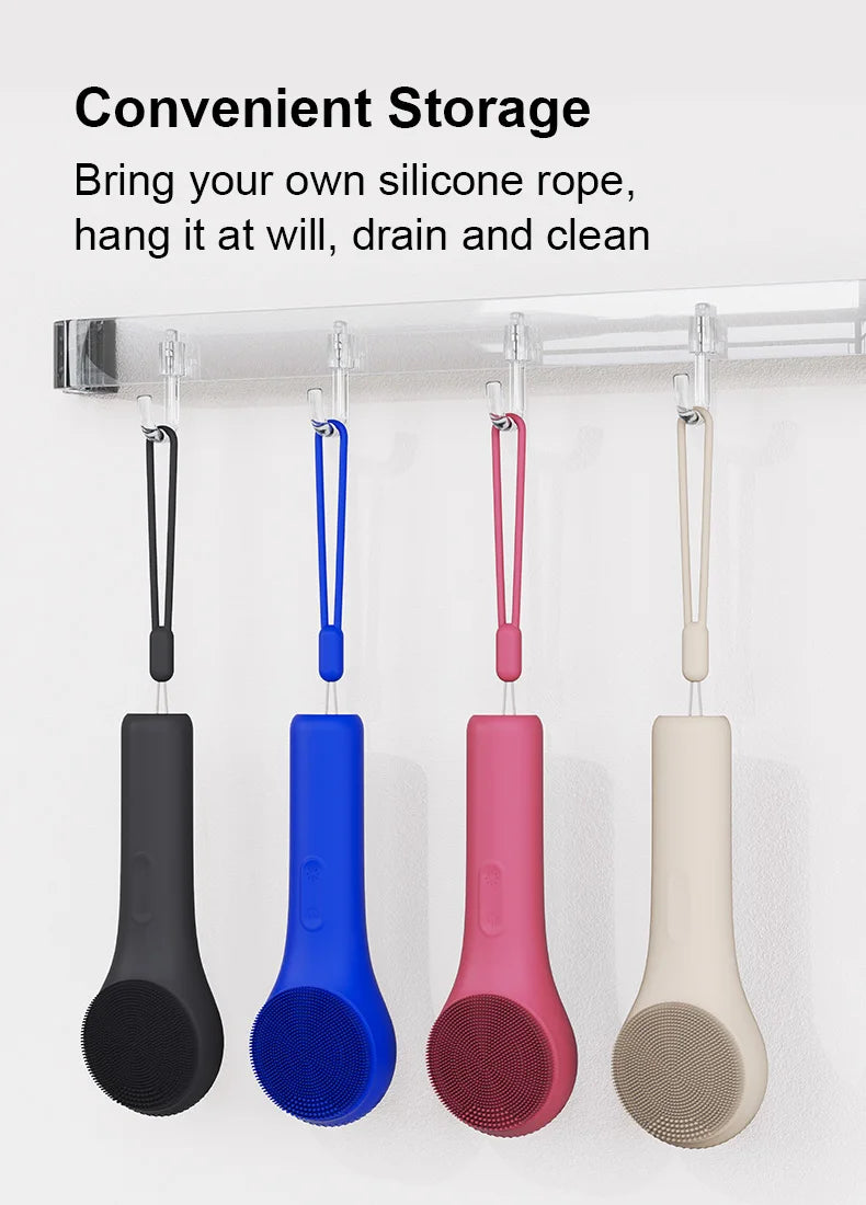 2025 Mini Electric Silicone Facial Cleansing Brush Portable Ultrasonic Deep Cleaning Waterproof-Good Price