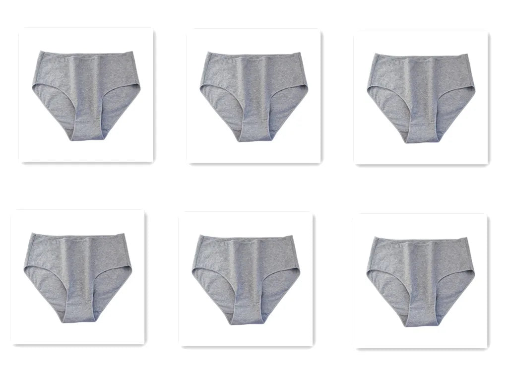 6Pcs/Set Cotton Panties Women High Waist Briefs Breathable Seamless Underwear Solid Color Soft Panty M-2XL Underpants Intimates