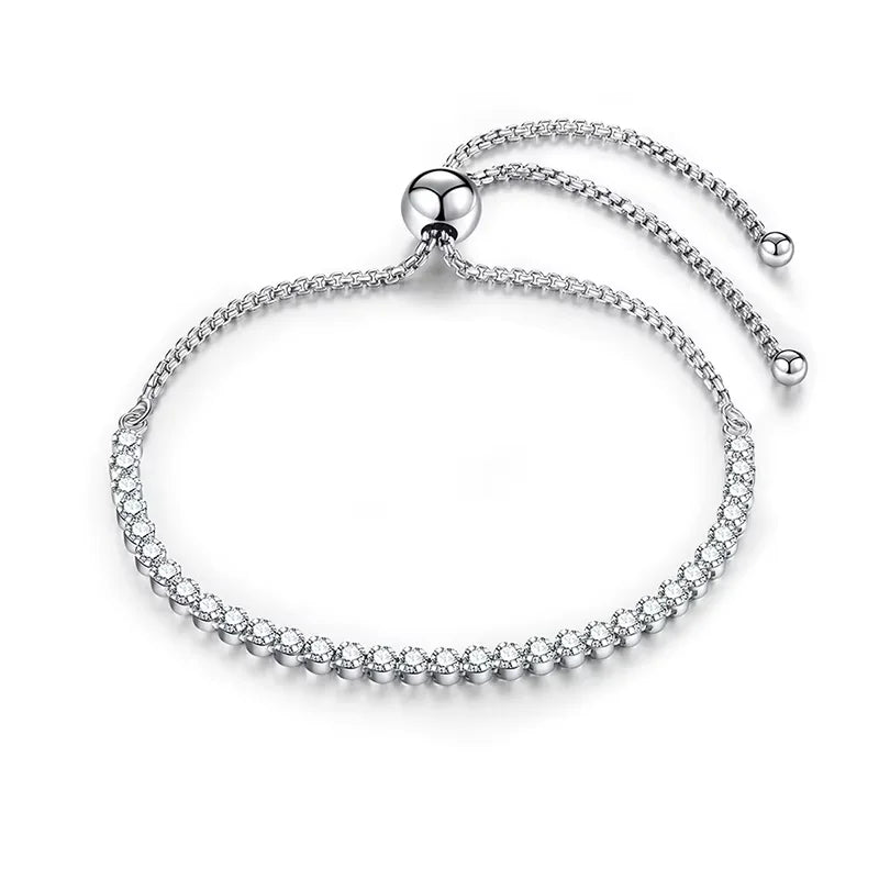 Real 2mm Moissanite Diamond Bracelet for Women Birthday Gift 925 Sterling Silver White Gold Plated Wedding Fine Quality Jewelry
