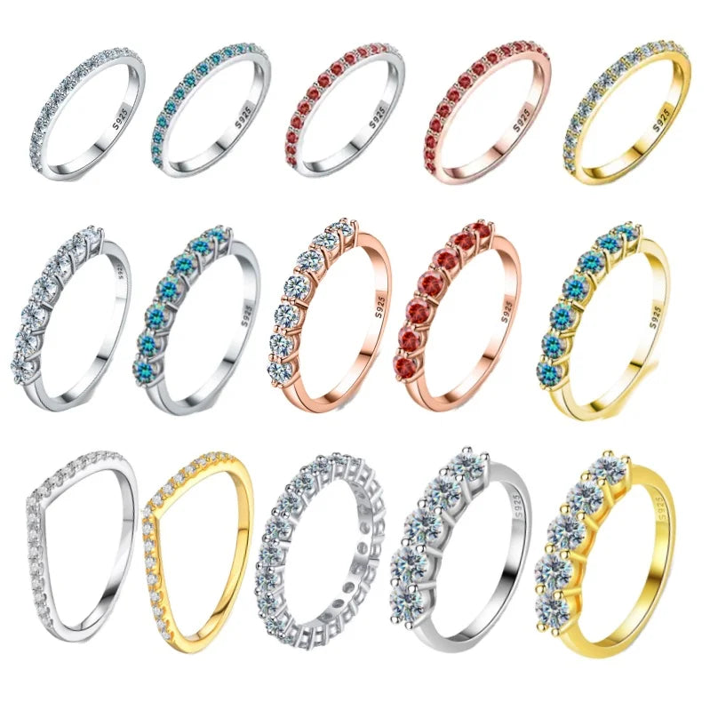 Cluster GRA Certified Moissanite Diamond Ring 925 Sterling Sliver Iced Out Hip Hop Tennis Eternity Band Cuban Link Fine Jewelry