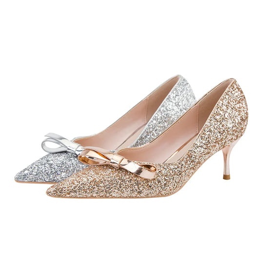 Customized Designer Women's Fine Butterfly Shining Cloth Women's Luxury Chinese High Heels Fashion Elegant Exquisite Women's Sho
