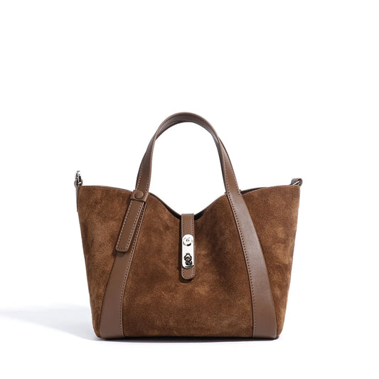 2025 New Suede Leather Bags Winter Frosted Cowhide Women's Bucket Bags Genuine Cowhide Leather Handbags for Women