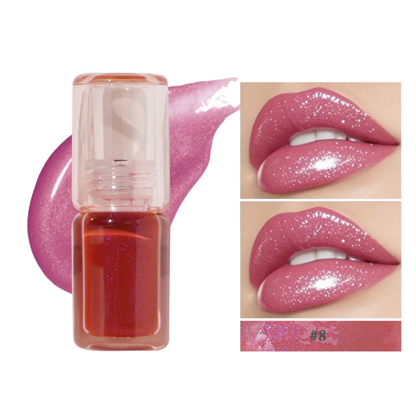 Vegan High-Shine Diamond Lip Gloss Sparkling Glitter & Non-Sticky Formula Plumping Lip Gloss