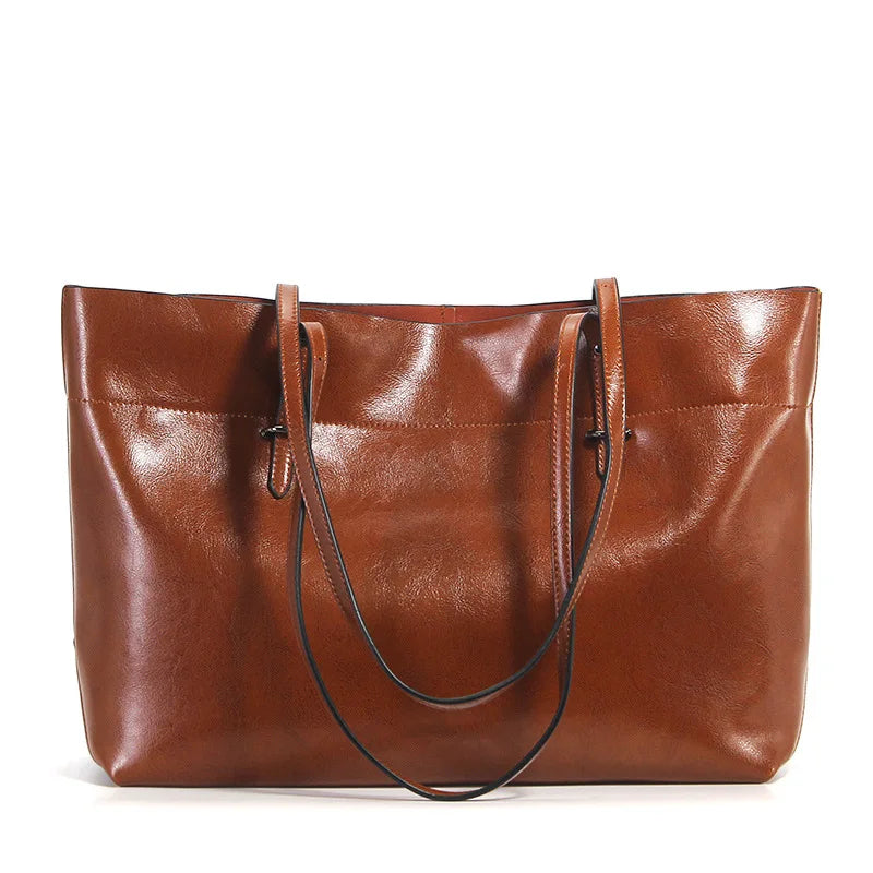 2025 Genuine Leather New Arrival Genuine Cowhide Leather Ladies Tote Bag Luxury Women Leather Handbag