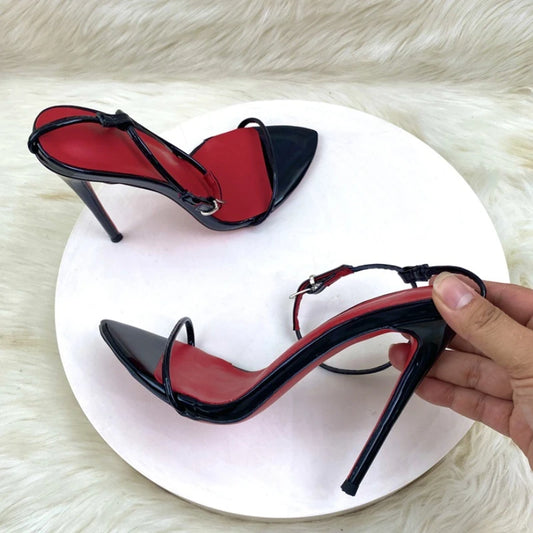 New Fashion Red Insole Talons Pour Dames Sexy Stiletto Thin Trendy Shoes High Sandal Heels for Women 12CM