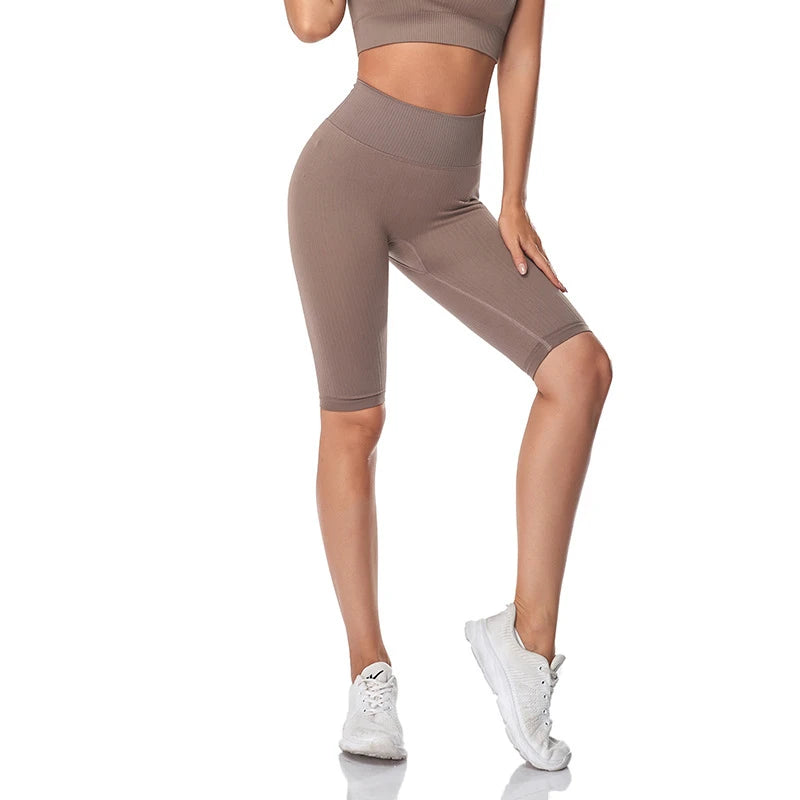 Seamless Fitness Women Yoga Shorts High Waist Workout Shorts Hip Push Up Yoga Running Shorts Sport Gym Leggings
