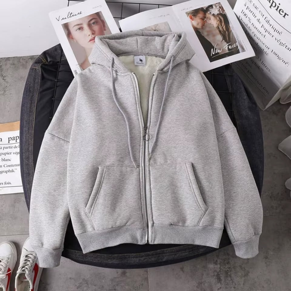 New Fashion Women's Long-Sleeve Cardigan Hoodie with Front and Back Logo Zipper Sweatshirt with Pockets for Autumn Casual Wear