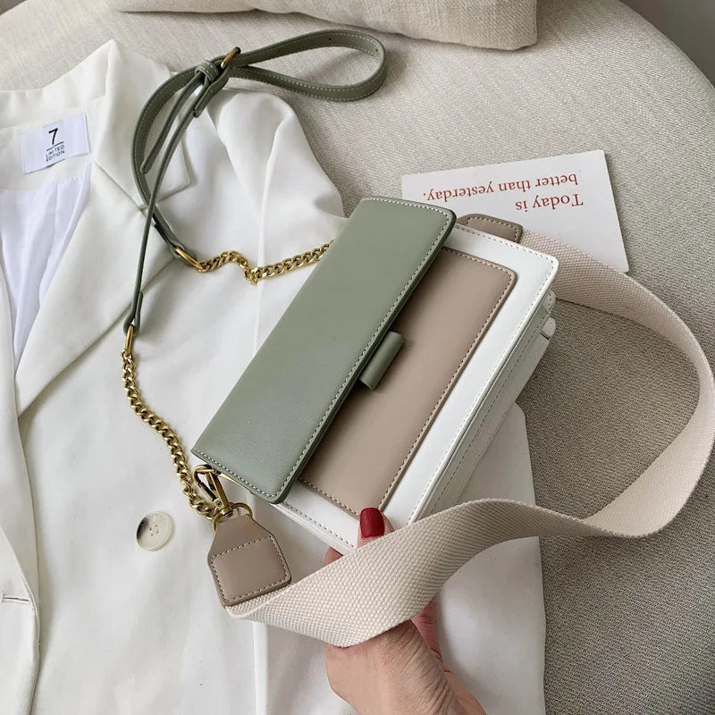 Women Bag 2025 New Fashion Texture Matching Color Hand Crossbody Bag With Ins Single Shoulder  Small Square Bag