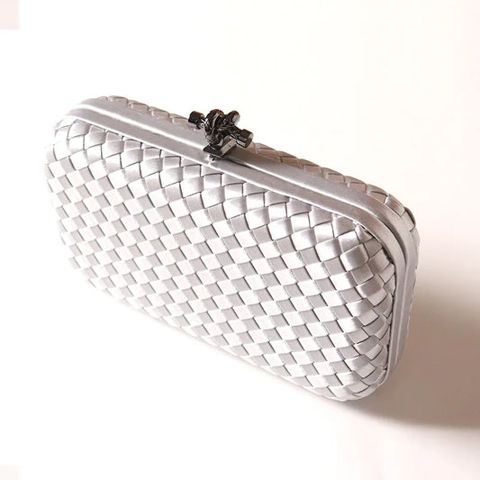 Luxury Satin Woven Ladies Crossbody Bag Handmade Evening Purse Chains for Banquet Wedding Dress Fashionable Clutch for Women
