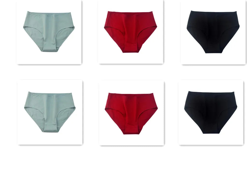 6Pcs/Set Cotton Panties Women High Waist Briefs Breathable Seamless Underwear Solid Color Soft Panty M-2XL Underpants Intimates