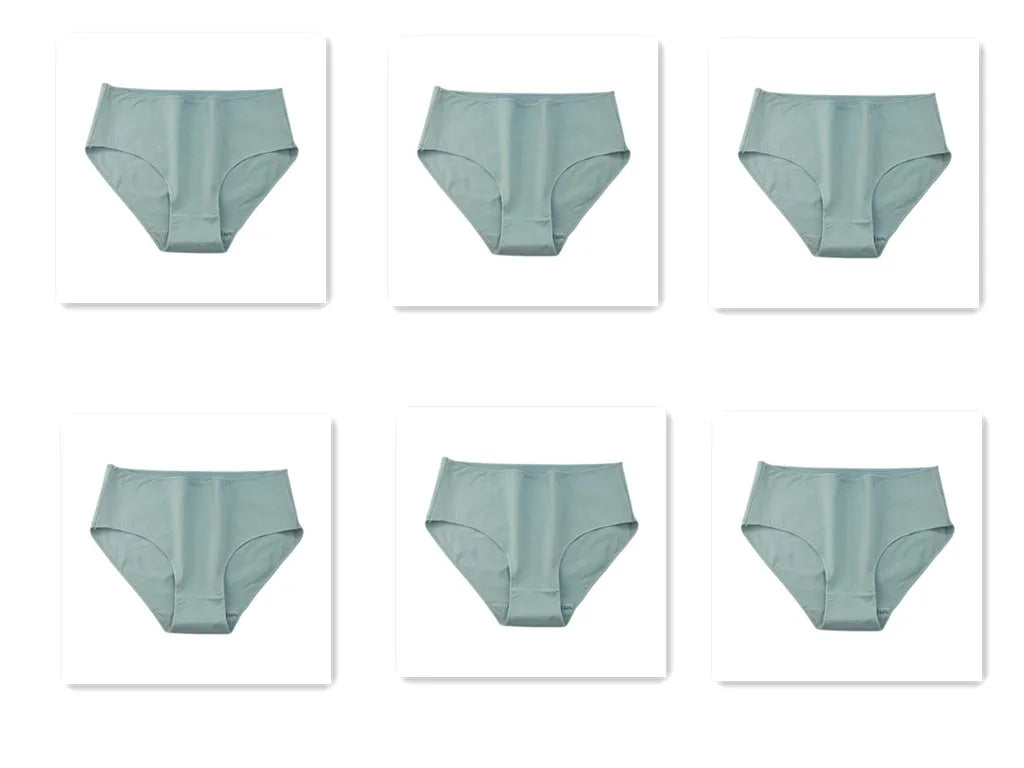 6Pcs/Set Cotton Panties Women High Waist Briefs Breathable Seamless Underwear Solid Color Soft Panty M-2XL Underpants Intimates