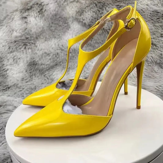 Latest Fashion Thin Stilettos Yellow  Heels for Ladies 12CM/10CM/8CM