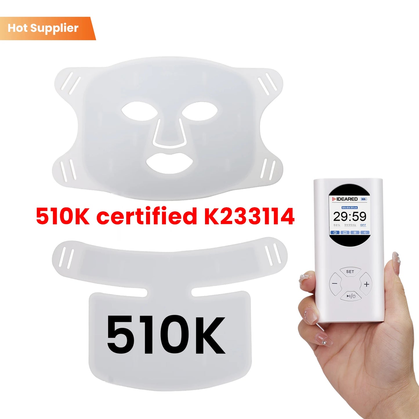 High Grade 630nm 830nm Infrared Beauty Mask and Neck White Silicone Facial Red Light Therapy Led Face Mask