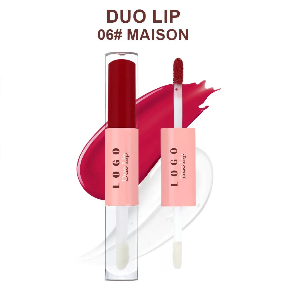 Waterproof Double Head Lipgloss Vegan Long Lasting Non-Drying Hydrating Peel Off Lip Stain & Lip Oil