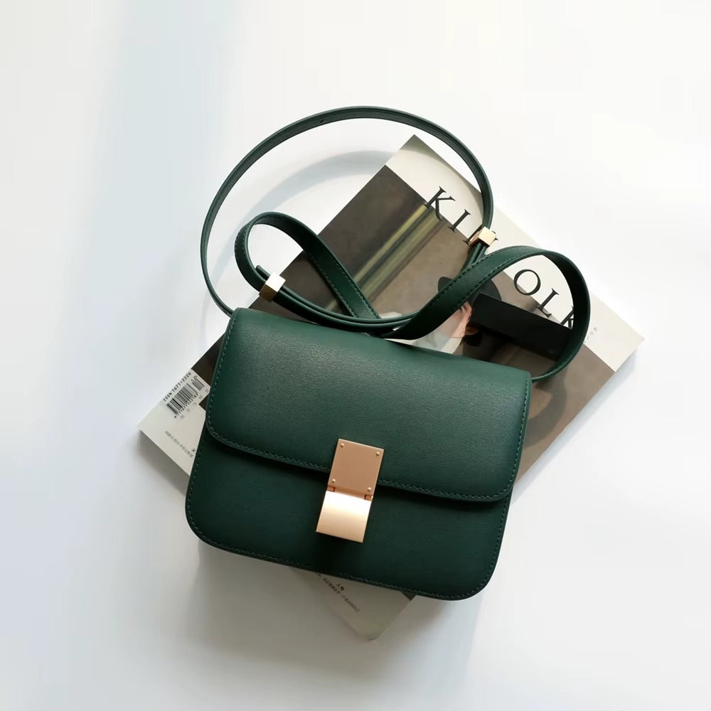 Luxury Women's Underarm Handbags Genuine Cowhide Leather Tofu Square Lock Messenger Bag Custom Portable with Open Closure