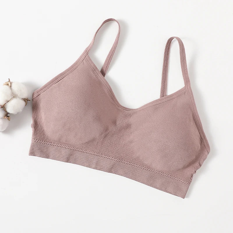 Women Push Up Tube Tops Seamless Sport Bras No-pads Soft Crop Top Female Non-wired Underwear Solid Color Intimates Sexy Lingerie