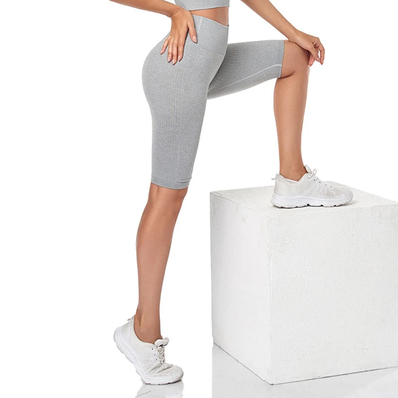 Seamless Fitness Women Yoga Shorts High Waist Workout Shorts Hip Push Up Yoga Running Shorts Sport Gym Leggings