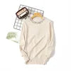 New Autumn Winter Beaded Pullover Sweater Women's Round Neck Long-sleeved Sweater Loose Thin Sweater