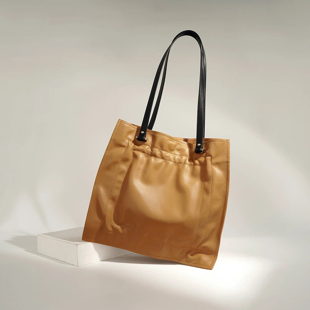 Large Capacity Cowhide Leather Tote Bag for Women  Your Creative Design Genuine Leather Tote Bag for Women
