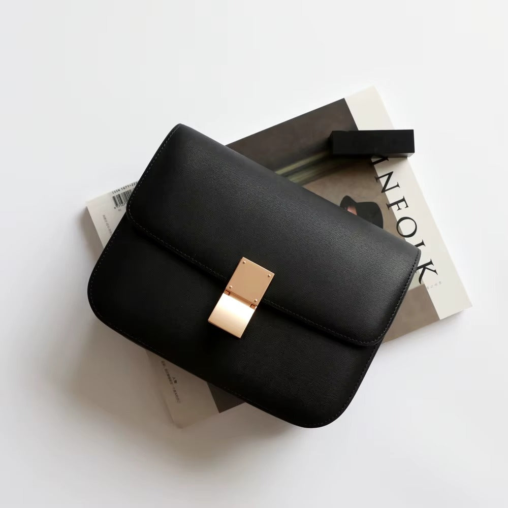 Luxury Women's Underarm Handbags Genuine Cowhide Leather Tofu Square Lock Messenger Bag Custom Portable with Open Closure