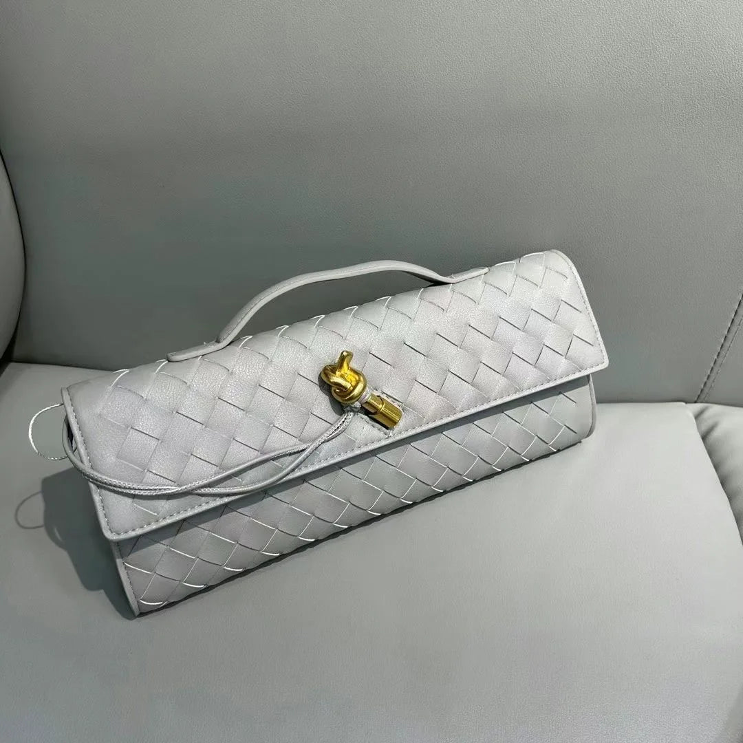 2025 New Elegant Woven Evening Bag Cowhide Advanced Horizontal Handbag Shoulder Messenger Tote Handbag for Women