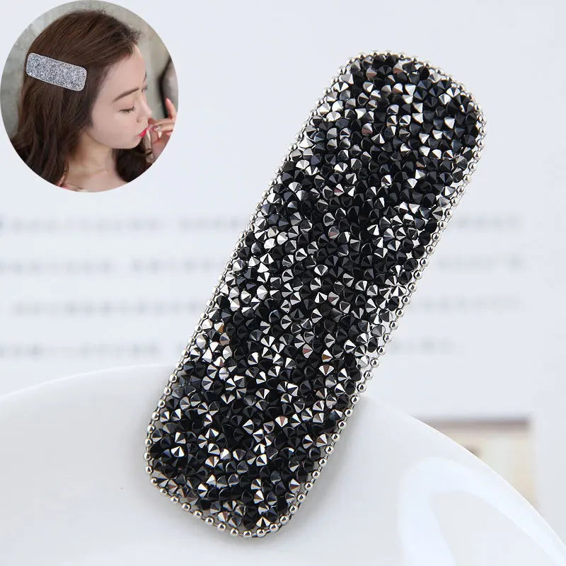 Korean Full Crystal Hair Barrettes Women Hair Pins Jewelry Waterdrop Rectangle Geometric Hair Clip Hair Accessories Girls Gift