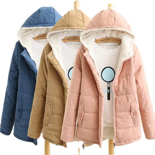 Girls Women Jackets and Coats 2025 Fashion High Quality Plain Hooded Warm Winter Coats for Ladies Women