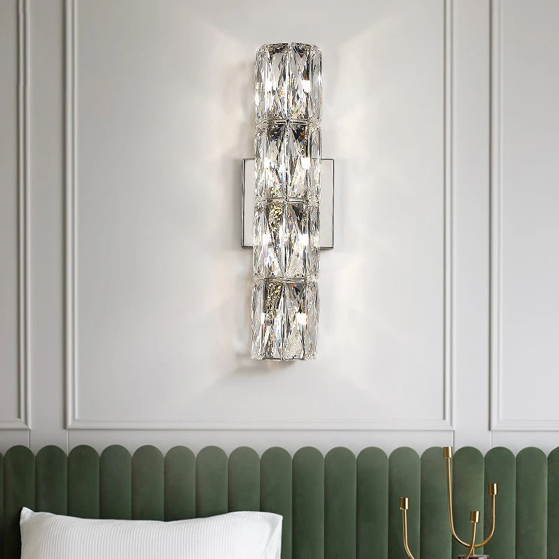 Lumen Advanced Luxury Trend Crystal Gold Wall Lamp Living Room Hotel Lobby Shining Starry Lustre Dimming Lighting