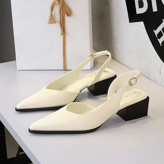 Low Mules Heels Shoes 4.5CM Sandales-Femme-talon Haut Trendy Women's Sandals