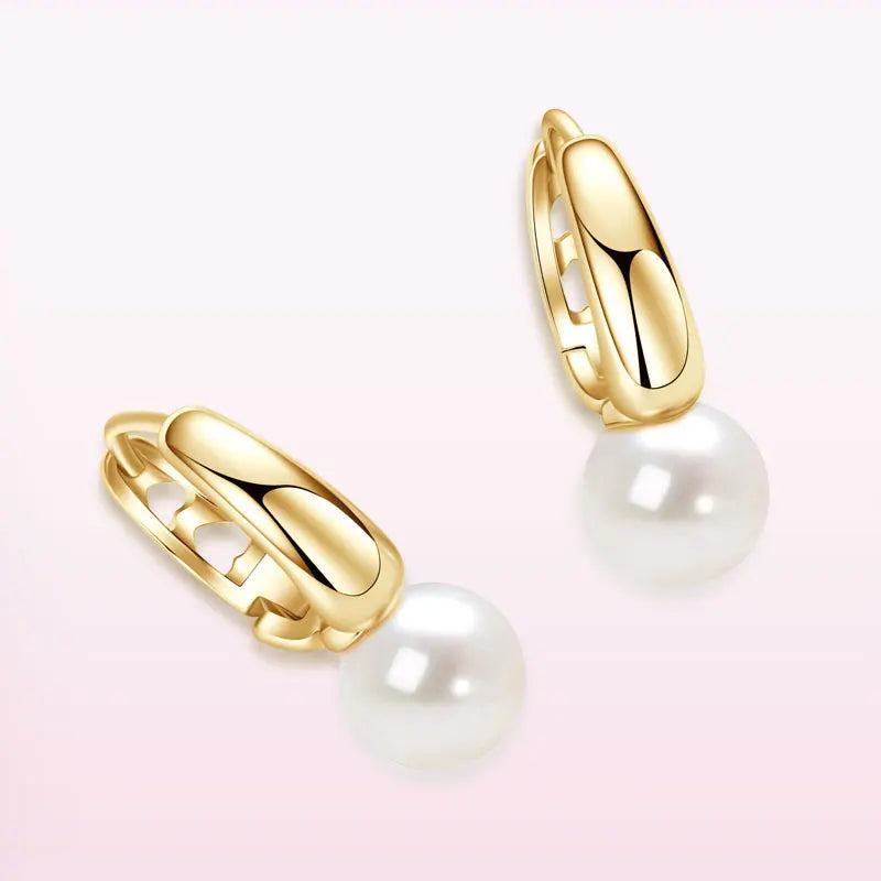 Best Selling 925 Sterling Silver Bezel Setting 6-6.5mm Shell Pearl Clip Earrings for Women Trendy Fashion Accessory