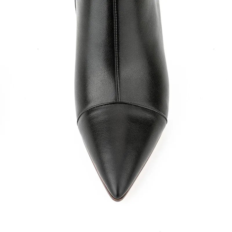 Ladies Classic High Heels Short Boots Dress Shoes Women Side Zipper Pointy Toe  Heels Ankle Boots