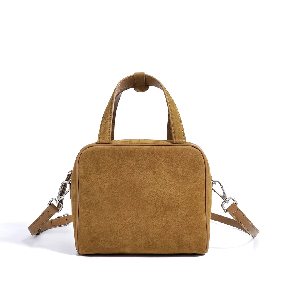 Advanced Suede Brown Bag Real Frosted Cowhide Genuine Leather Tote Shoulder Bag for Women Autumn Winter New Collection