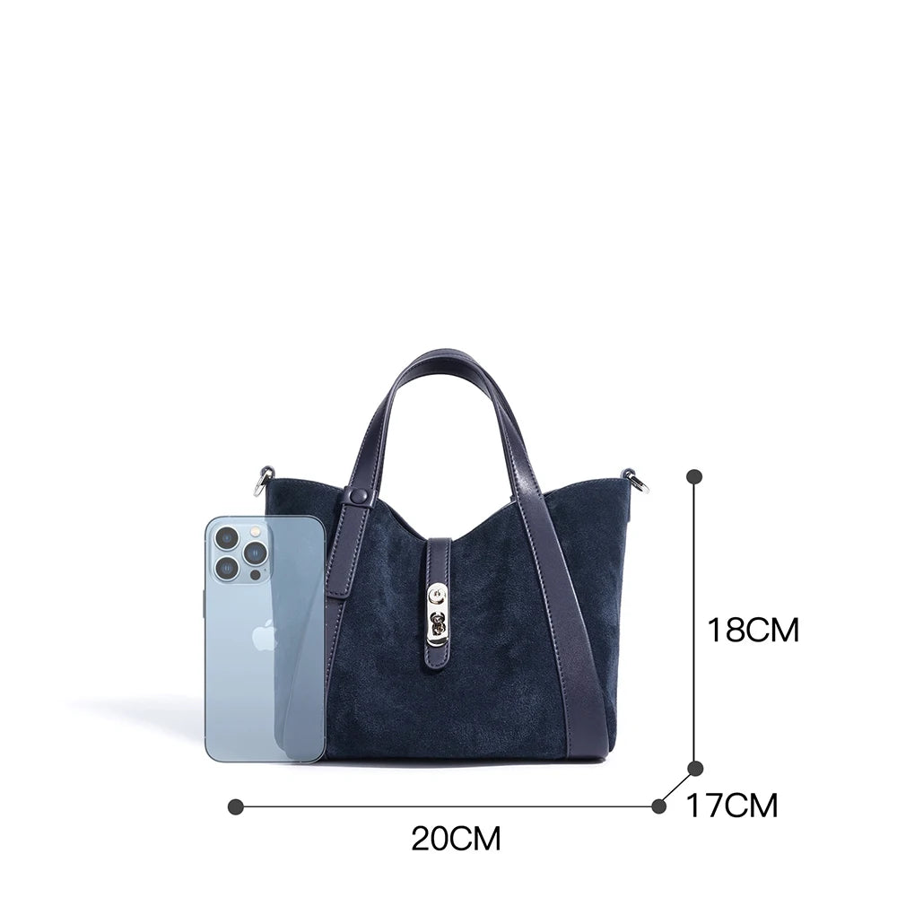2025 New Suede Leather Bags Winter Frosted Cowhide Women's Bucket Bags Genuine Cowhide Leather Handbags for Women