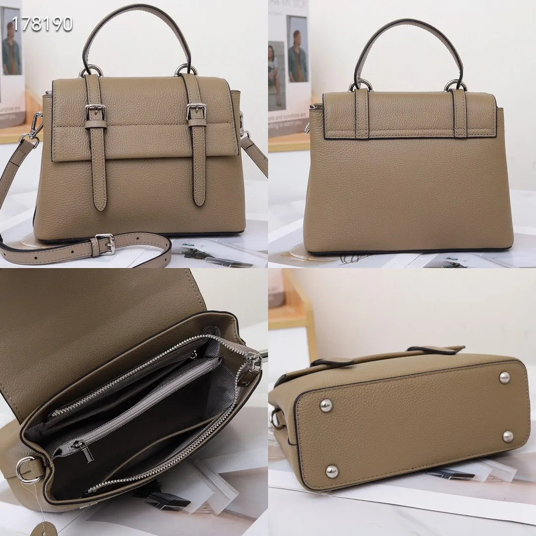 2025 New Fashionable Women's Shoulder Bag Top Layer Cowhide Zipper Closure Large Capacity Spring Leather Handbag Elegant Lady