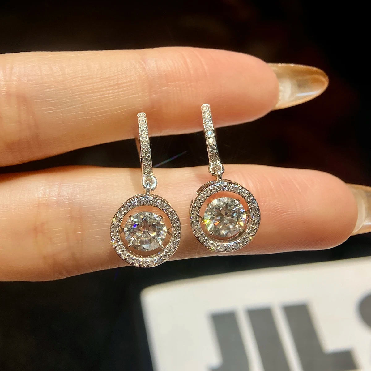 925 Sterling Silver Round Flexible Ear Buckle 1ct GRA Certified D Color Floating Moissanite Earring Wholesale Women Fine Jewelry