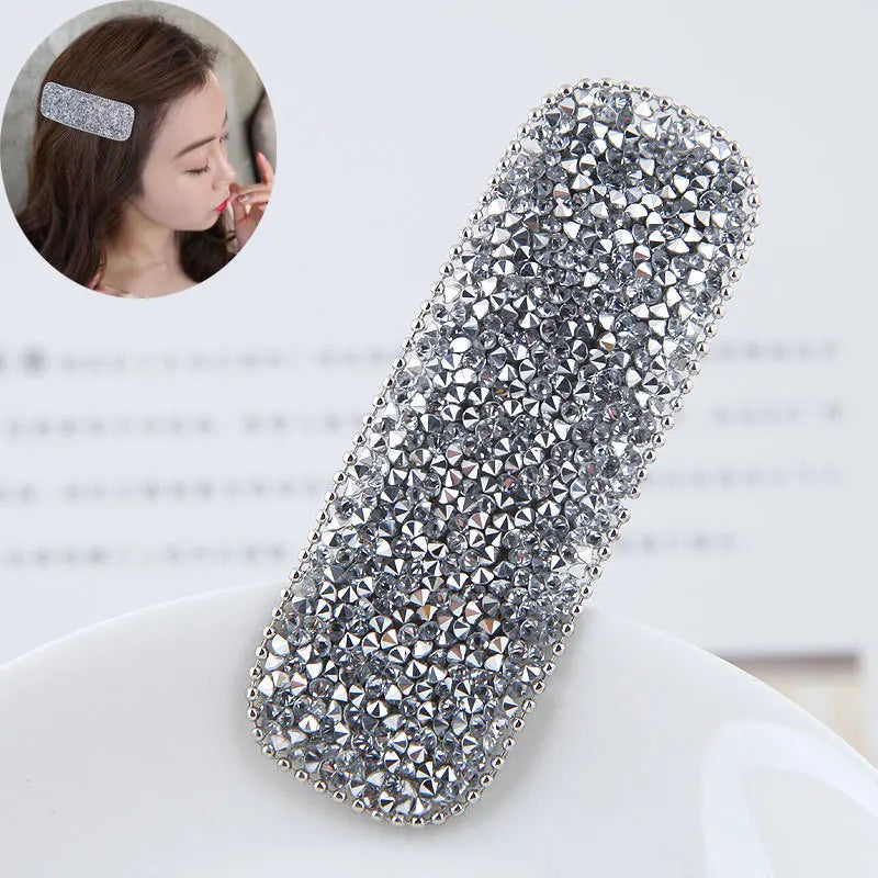 Korean Full Crystal Hair Barrettes Women Hair Pins Jewelry Waterdrop Rectangle Geometric Hair Clip Hair Accessories Girls Gift