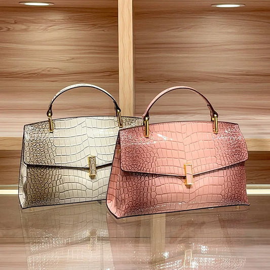 New Trendy Alligator PU Leather Women's Handbag Square Patterned Daily Use Bag Handled Bag for Ladies