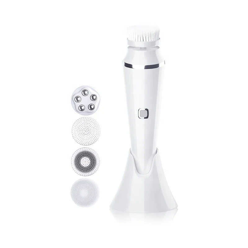 Waterproof USB Rechargeable Vibrate Exfoliate Sonic Electric Facial Cleansing Brush Facial Cleansing Silicone Face Brush