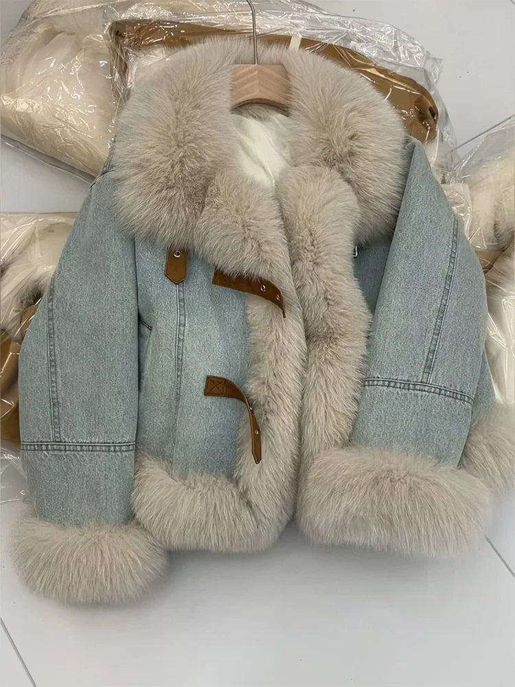 2025 New Thick Warm Coat Denim Coat Women Clip Cotton Short Winter
