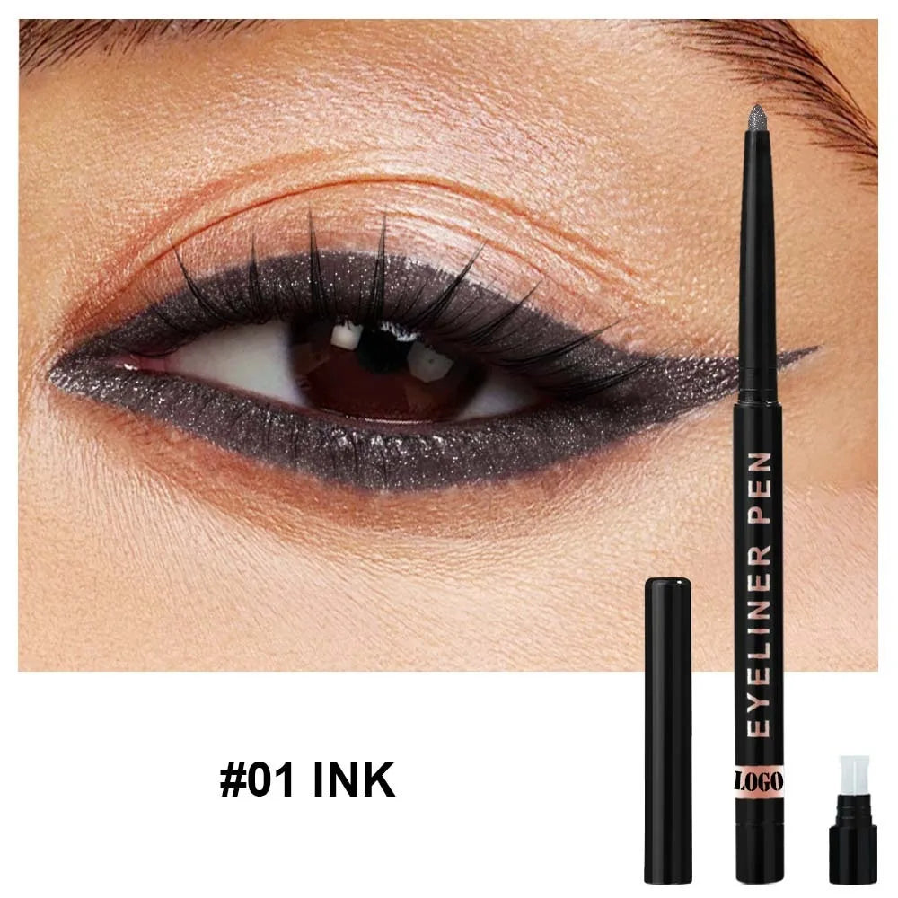 High Pigment Glitter Eyeliner Pencil Waterproof Long-Lasting Smudge-Proof Shimmery Metallic Eyeliner Makeup Pen