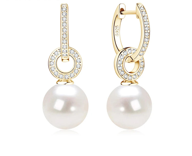 Korean Wedding Jewelry Gift 925 Sterling Silver Pearl Earrings Drop Pearl Stud Earrings for Women