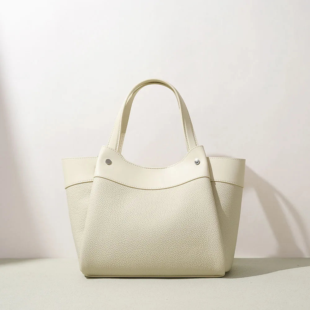 New 2026 Fashion Women's Genuine Cowhide Leather Candy Basket Handbag Portable Single Strap Polyester Summer/Winter Shoulder Bag